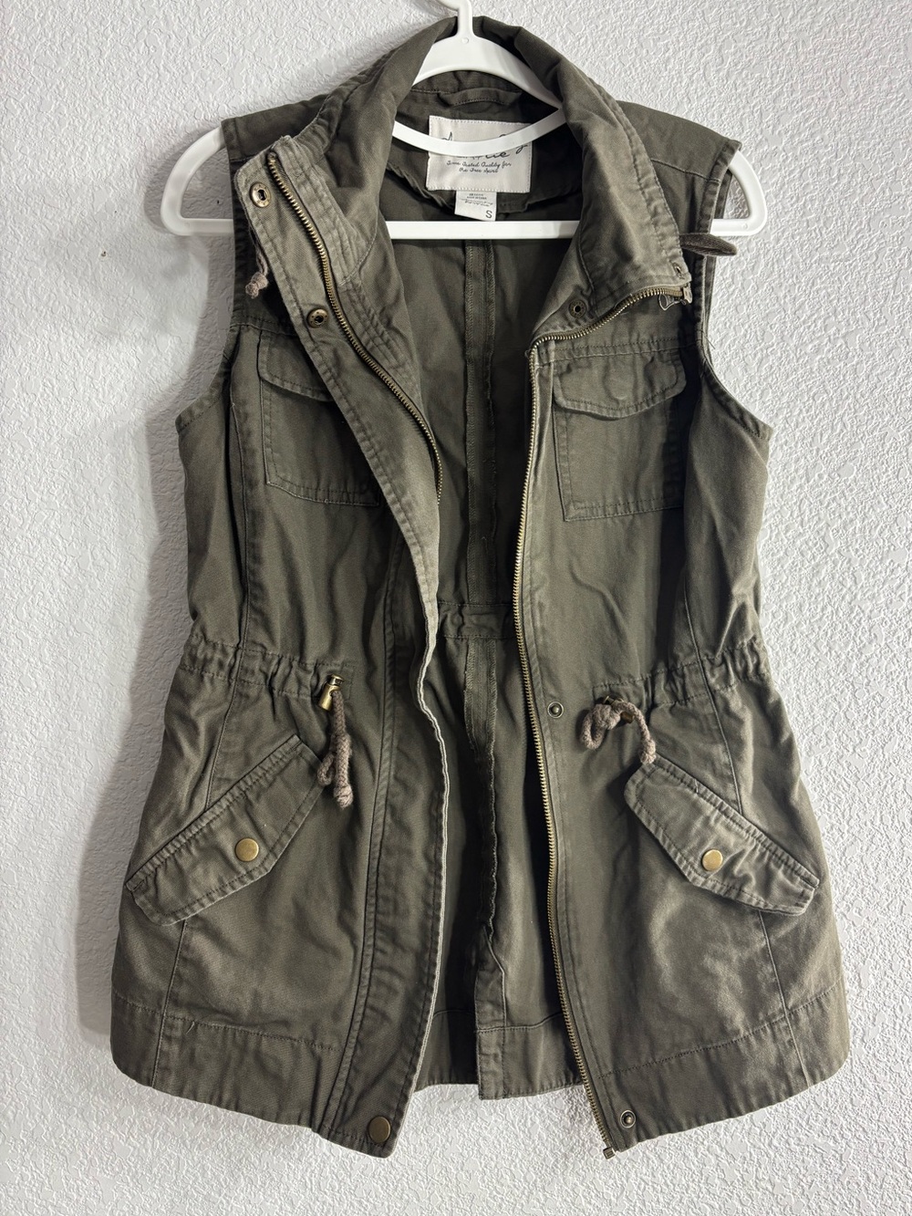 American Rag Olive Green Fall Utility Military Vest Woman Size S